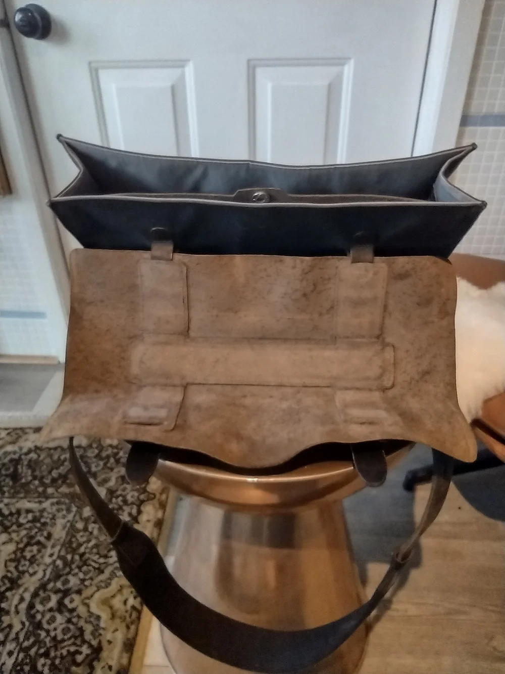 Classic Two-Tone Brown Leather Messenger Bag for Men